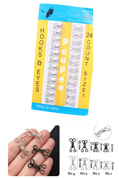 Kardelux Metal Agraf Hook Clasp and Eye Closure Set- Silver Color 24 Pair No:...