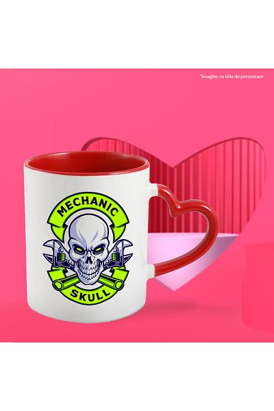StoryGift Romania Mug With Message In English Mechanic Skull, Key, Skull, Emblem, Multicolor 330, With,STG.