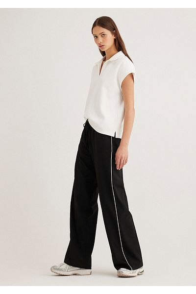 Mavi Schwarze Hose mit weitem Bein 1011060 -900