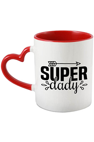 StoryGift Romania Cana pentru un tata intelegator si bun cu textul in engleza "Super daddy" cu Man, Cu Maner Inim