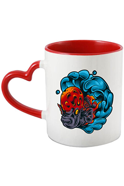 StoryGift Romania Cana Cu Peste Flowerhorn, Valuri, Apa, Solzi, Bule, Multico...