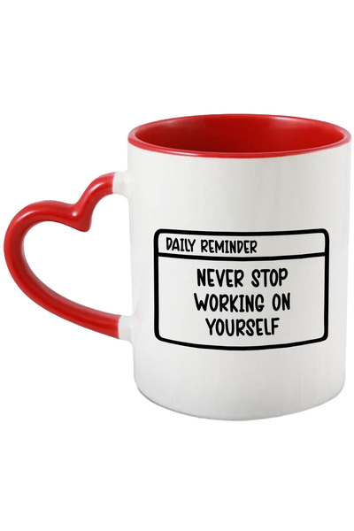 StoryGift Romania Cana cu textul "Never stop working on yourself" - nu te opr...