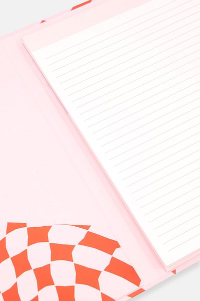 Paperbuzz Allover Print Pad Folio Clipboard With Ruled Notepad, Red
