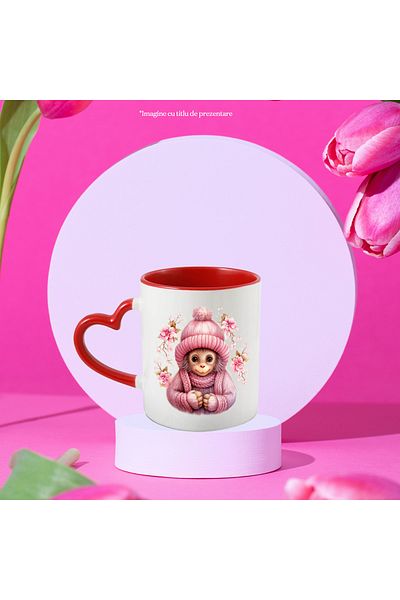 StoryGift Romania Mug with a monkey dressed in thick clothes | illustration | popcorn | hat | clothes like, With, STG.