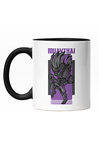 StoryGift Romania Cana Cu Personaj Desene animate Karate, Text In Engleza Muaythai, Ninja, Iubitor, Cu Maner Negru