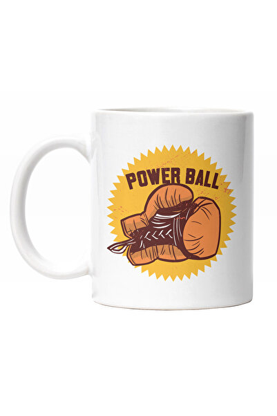 StoryGift Romania Cana Cu Manusa de Box, Text In Engleza Power Ball, Iubitorii De Sport DE Contac, Cu Maner Alb