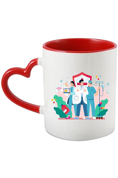 StoryGift Romania Cana Cu Medicina, Stiinta, Sanatate, Pastile, Asistenta, Doctor, Multicolor 330 , Cu Maner Inim