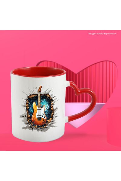 StoryGift Romania Electric Guitar Mug, Wall, Roots, Musical Instrument, Multicolor 330 Ml,, With