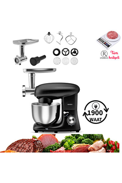 Karaca 1900w Yüksek Güçlü Kıyma Ve Hamur Yoğurma Makinesi 5,5 Lt -onerous Tartı Hediye