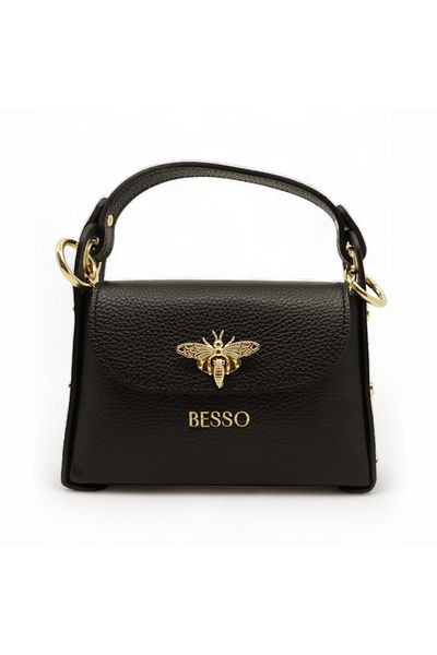 BESSO Semplice Gioia Black Genuine Leather Handbag