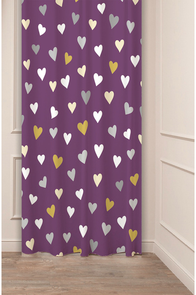 GREENDECOR Cortina modernă de fundal pentru cameră de copii cu imprimeu digital (cu aripa unică) design special patterned cu inimi de dragoste, afecțiune și preferințe drăguțe.