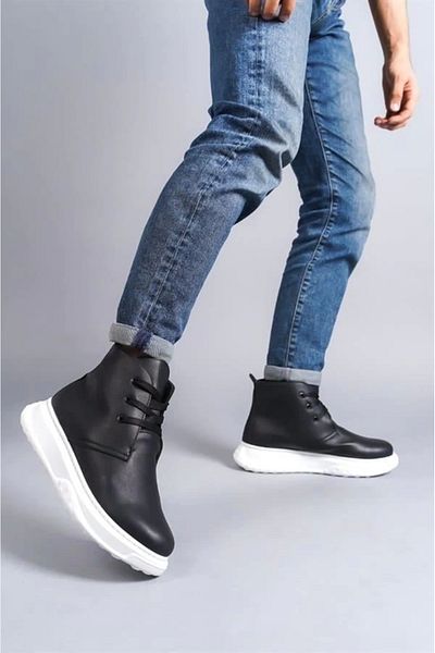 Store Slw204 Franca Lace-Up Skin Men's Sports Boots Bt - Black