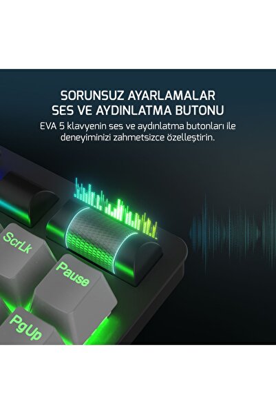 GamePower Eva 3 60M Mekanik Blue Switch Türkçe Q 88 Tuş USB Gaming Klavye - 3 Yıl Garantili