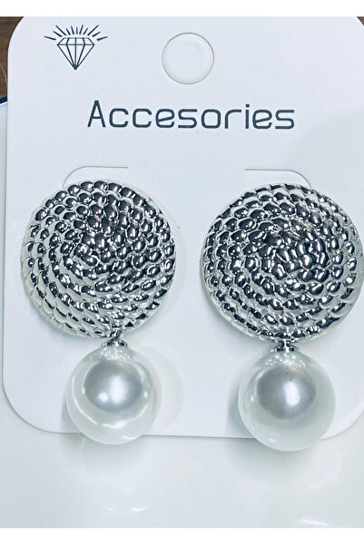 TRENDTAKI incili burmatel modeli vintage küpe rodyum kaplama 306