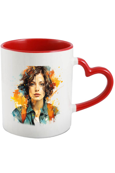 StoryGift Romania Cana Cu Jennifer Connelly, Actrita, Iubitori De Film, Multicolor 330 ml, Ceramic, Cu Maner Inim