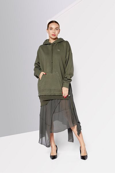 Diesel Women Embroidered Logo Midi Dress, Olive