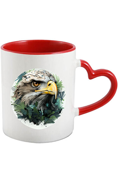 StoryGift Romania Cana Cu Cap De Vultur, Cerc, Frunze, Abstract, Pene, Multic...