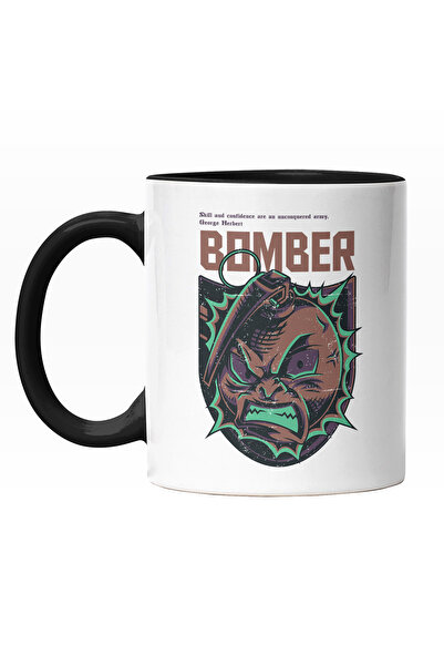 StoryGift Romania Cana Cu Grenada De Razboi Cu Chip, Text In Engleza Bomber, Lupte De Front, Iubit, Cu Maner Negru