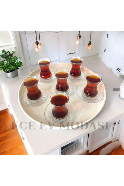 EceAksesuar Tray Metal Tea Tray Coffee Tray Presentation Breakfast 37 cm Medium Size Tray