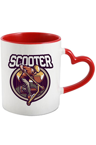 StoryGift Romania Cana Cu Mesaj Scooter, Parc, Sport, Trotineta, Casca, Trucuri, Multicolor 330 ml, Cu Maner Inim