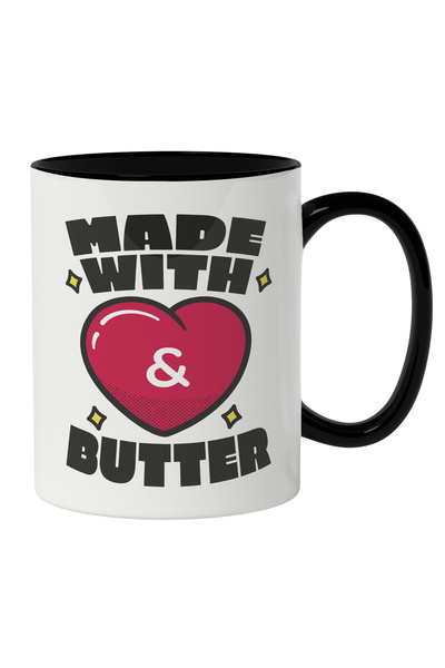 StoryGift Romania Cana Cu Inima Rosie, Mesaj In engleza Made With Butter, Mem...