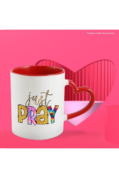 StoryGift Romania Mug with the message "Just pray", religion, illustration, faith, just pray, thank you, With,STG.