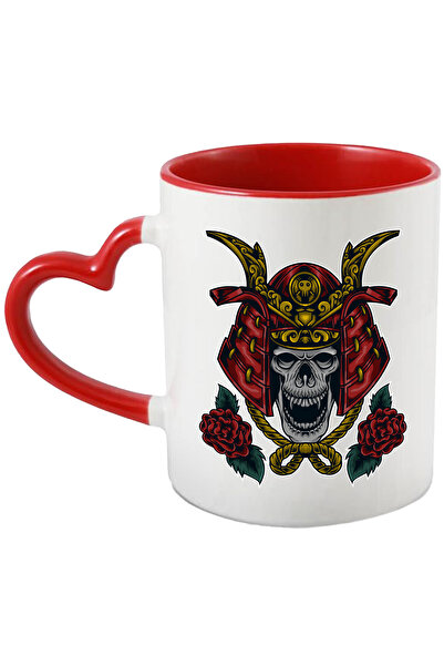 StoryGift Romania Cana Cu Craniu, Casca, Samurai, Floare, Frunze, Monstru, Multicolor 330 ml, Cera, Cu Maner Inim