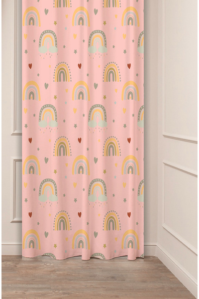 GREENDECOR Perdea de fundal pentru camera copiilor cu model Gökkuşağı Yıldız Kalp Baby, design special, print digital (un singur panou)