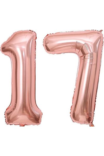 BeySüS Rosegold 17 Number Foil Balloon 80 cm