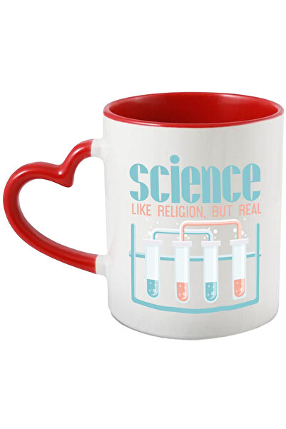 StoryGift Romania Cana Cu Mesaj In Engleza Science Like Religion But Real, Eprubete, Multicolor 33, Cu Maner Inim