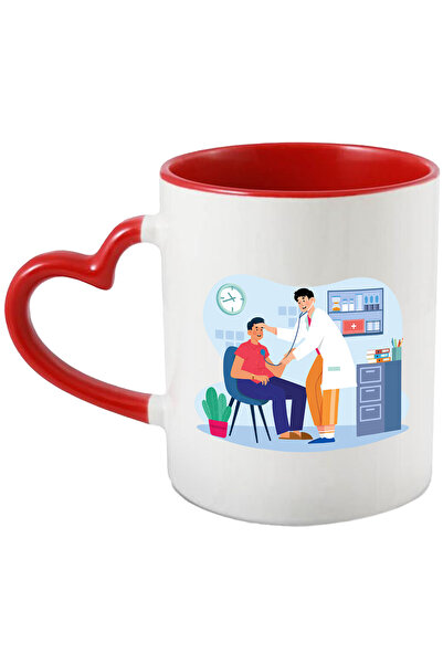 StoryGift Romania Cana Cu Doctor, Pacient, Cabinet, Ceas, Halat, Medicamente, Scaun, Multicolor 33, Cu Maner Inim