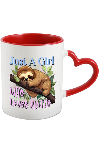 StoryGift Romania Cana cu animalul sloth/lenes cu mesajul "Just A Girl Who Lo...