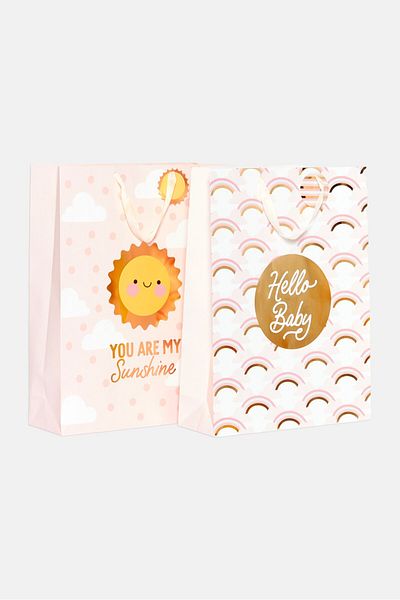 Stella Rose Printed 2 Set Of Gift Bag 51 H X 39 L X 13 W Cm, Pink