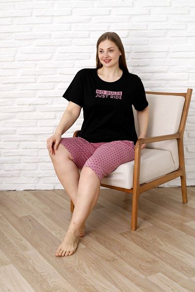nisaNCa Set de pijamale Capri pentru femei, 100% bumbac, cu mâneci scurte