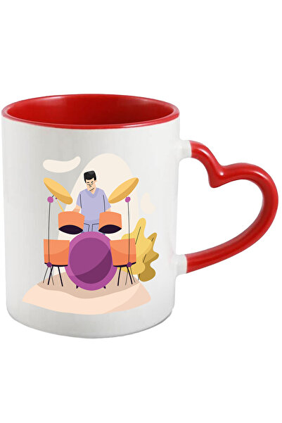 StoryGift Romania Cana Cu Tobosar, Instrument Muzical, Plante, Tobe, Muzica, Multicolor 330 ml, Ce, Cu Maner Inim