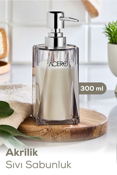 Vienev Acrylic Liquid Soap Dispenser 300 ml Transparent Anthracite 1993