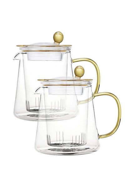 Quasar & Co. Set of 2 Teapots with Glass Infuser ®, Tea/Coffee Containers, 700 Ml, Transparent