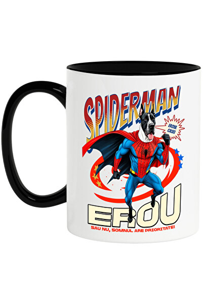 StoryGift Romania Cana cu Dog German / Great Dane Caine In Costum de SpiderMa...