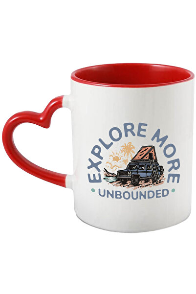 StoryGift Romania Cana Cu Mesaj In Engleza Explore More, Masina, Palmieri, Cort, Rau, Multicolor 3, Cu Maner Inim