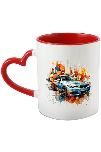 StoryGift Romania Cana Cu Masina, Brand, BMW, Geometric, Abstract, Multicolor 330 ml, Ceramica cu , Cu Maner Inim