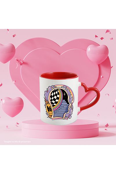 StoryGift Romania Cana Cu Arta Abstracta, Cap, Scari, Spatiu, Stele, Carouri, Multicolor 330 Ml, C, Cu ,stg