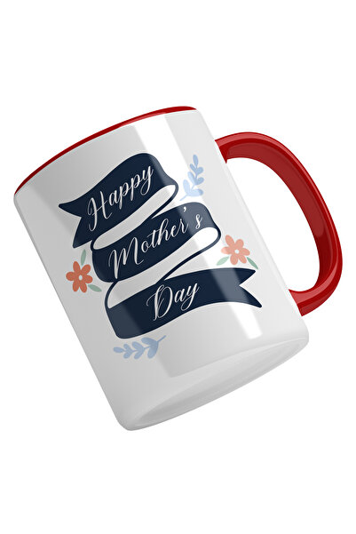 StoryGift Romania Cana Cu Text In Engleza Happy Mother's Day, Iubitorii De Familie, Cea Mai Buna , Cu Maner Rosu