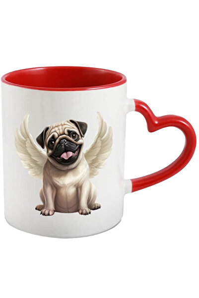 StoryGift Romania Cana cu un catel Pug care are aripi albe | ilustratie | lim...