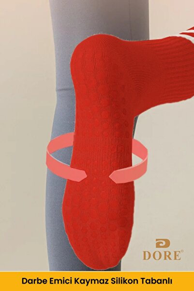 Dore Orijinal Unisex 3 Çift Kaymaz Pilates Ve Yoga Plates Kaydırmaz Tabanlı Çorap Siyah Beyaz Kırmızı