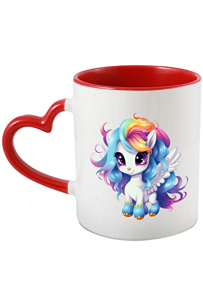 StoryGift Romania Cana cu un ponei cu aripi | alb | ilustratie | fericire | fabulos | ca-n povesti, Cu Maner Inim