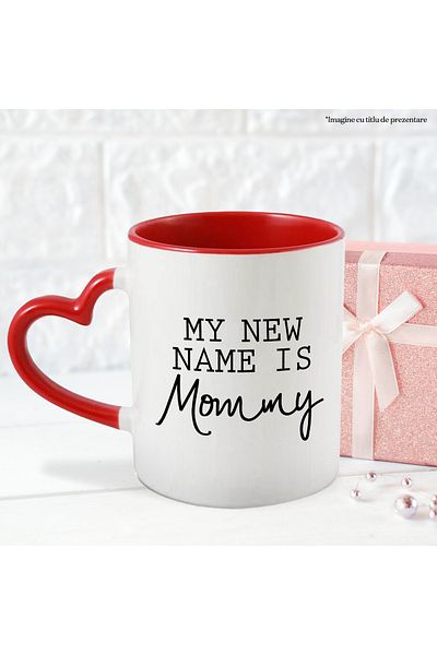 StoryGift Romania Mug for a woman who just became a mother with text in English with Heart Handle, With ,STG