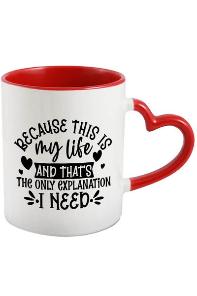 StoryGift Romania Cana cu inimioare si textul "Pentru ca asta e viata mea si ...