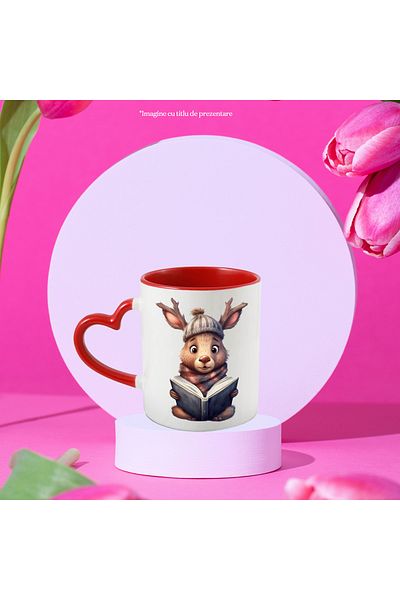 StoryGift Romania Mug with a deer reading from a book | illustration | reading | for passion, With ,STG.