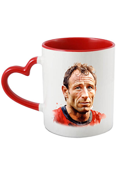 StoryGift Romania Cana Cu Dennis Bergkamp, Fotbalist, Sportiv, Jucator, Multicolor 330 ml, Ceramic, Cu Maner Inim