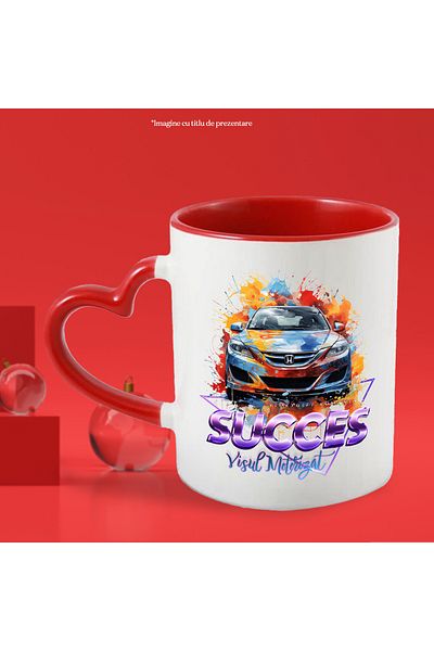 StoryGift Romania Mug With Message Success Motorized Dream, Triangle, Car, Honda, Multicolor 330 m, With ,STG